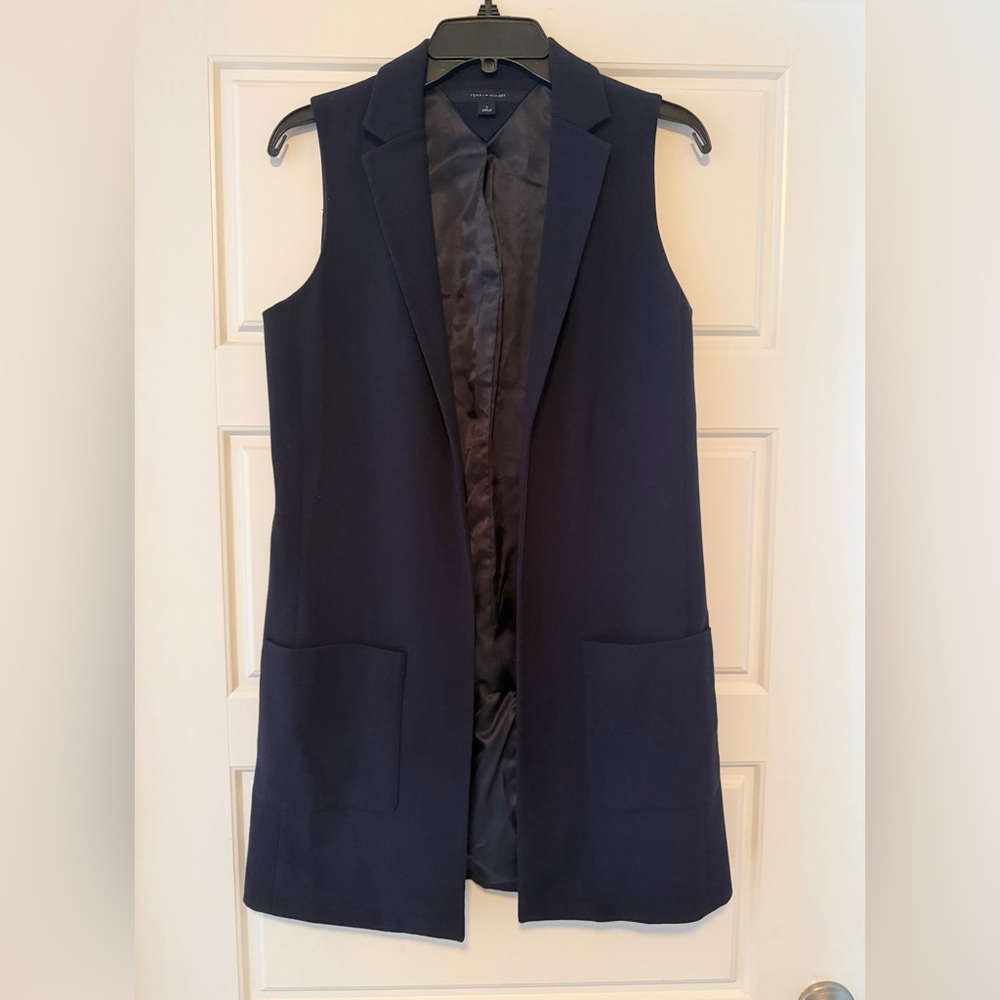 Tommy Hilfiger Navy Sleeveless Long Vest